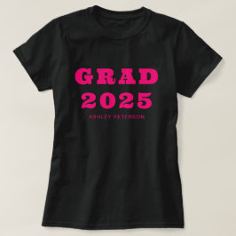 Camiseta Moderna tipografía retro negrita Graduación rosada