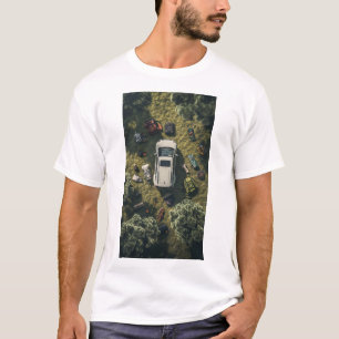 Camiseta Moderna vista Minimalista de Nissan blanco sobre l