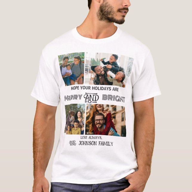 Camiseta Moderna y moderna foto de la familia Merry y Brigh (Anverso)