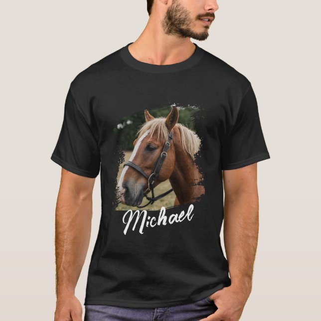 Camiseta Moderna y personalizada foto y texto de caballos (Anverso)