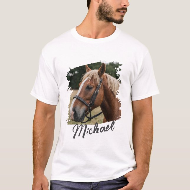 Camiseta Moderna y personalizada foto y texto de caballos (Anverso)