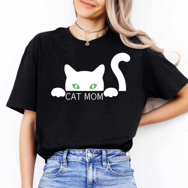 Camiseta Moderna y simple mujer negra gata amante mamá (Subido por el creador)