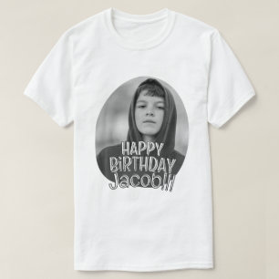 Camiseta Moderna y Simple Tarjeta de Feliz Cumpleaños con F
