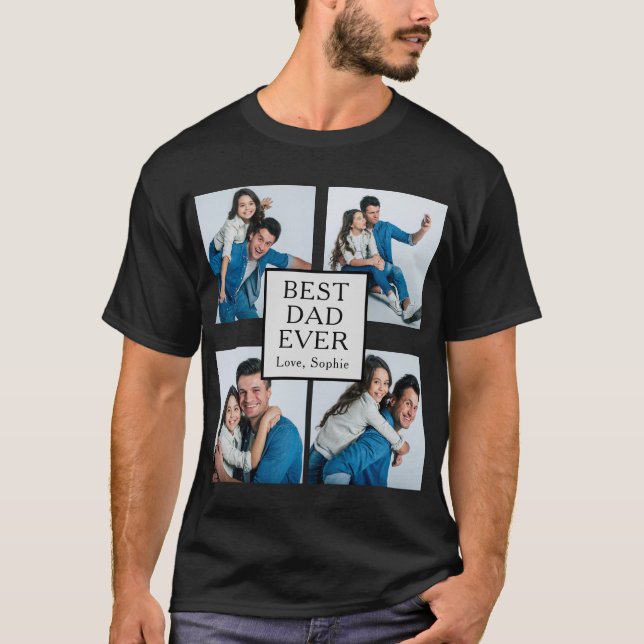 Camiseta Moderno 4 Personalizado fotográfico Mejor Papá Nun (Anverso)