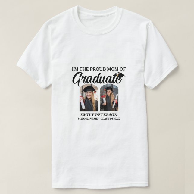 Camiseta Moderno Arco Orgulloso Mamá 2 fotos Personalizados (Diseño del anverso)