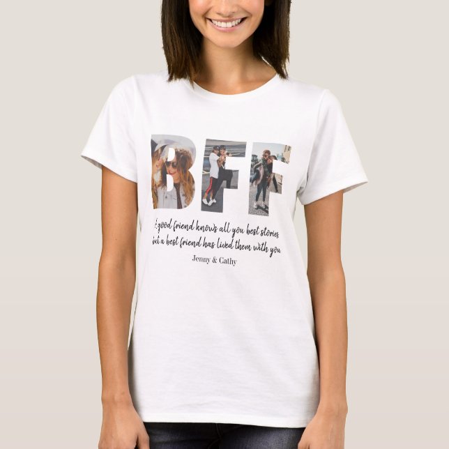 Camiseta Moderno BFF Collage de fotos Amistad Besties Moda (Anverso)