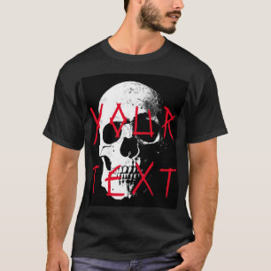 Camiseta Moderno Black Red Skull Horror Mensajes de texto H