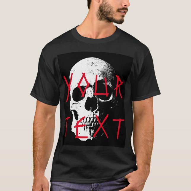 Camiseta Moderno Black Red Skull Horror Mensajes de texto H (Anverso)