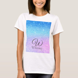 Camiseta Moderno Brillo Azul Ombre Púrpura Chic