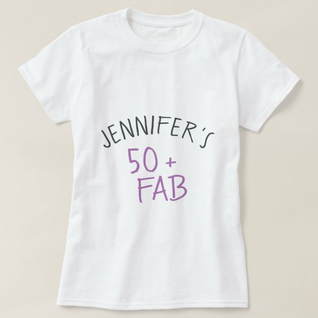 Camiseta Moderno Casual Purple Black 50 Fabuloso cumpleaños (Diseño del anverso)