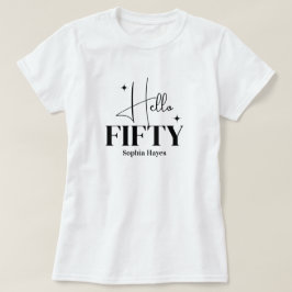 Camiseta Moderno Chic Hola Cincuenta Cumpleaños 50 Personal
