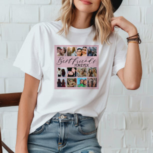 Camiseta Moderno collage de fotos rosadas de mejores amigos