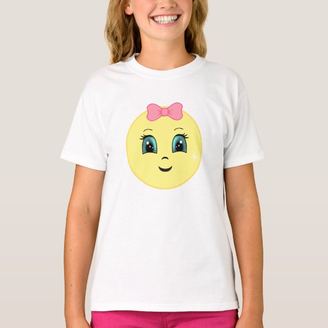 Camiseta Moderno Cute Happy Sun Face & Ribbon (Anverso)