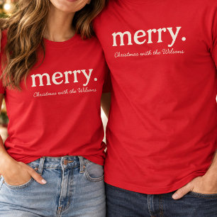 Camiseta Moderno Familiar Minimalista Feliz Navidad