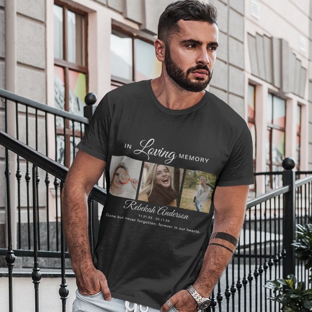 Camiseta Moderno funeral con 3 fotos en collage (Subido por el creador)