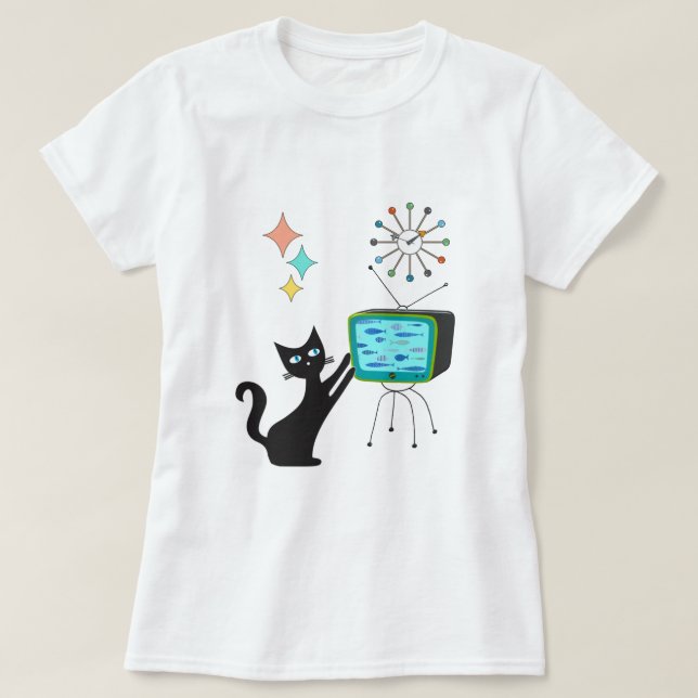 Camiseta Moderno gato retro atómico divertido de mediados d (Diseño del anverso)