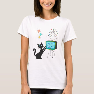 Camiseta Moderno gato retro atómico divertido de mediados d