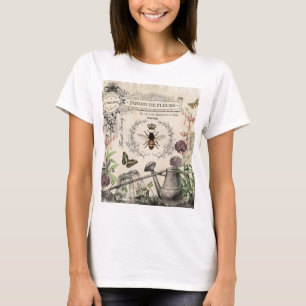 Camiseta Moderno jardín de abejas francés vintage