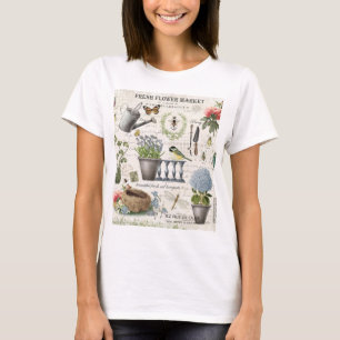 Camiseta Moderno jardín de flores de la casa de campo franc