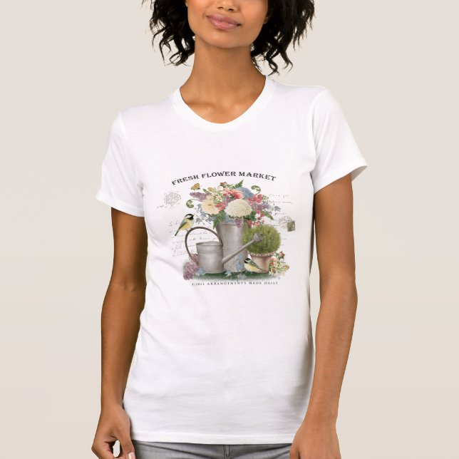 Camiseta Moderno jardín de flores de la casa de campo franc (Anverso)