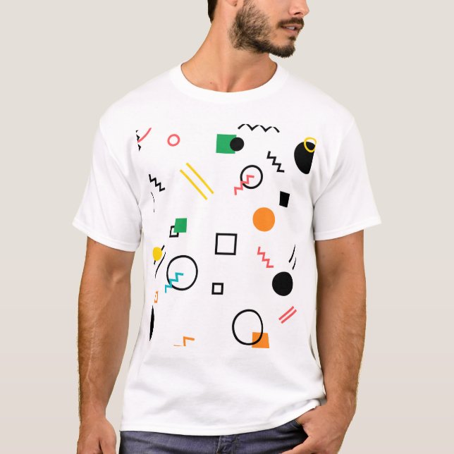 Camiseta Moderno, juguetón, fresco, de moda, Memphis (Anverso)