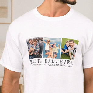 Camiseta Moderno MEJOR PAPÁ DEL MUNDO 3 Fotos Personalizada
