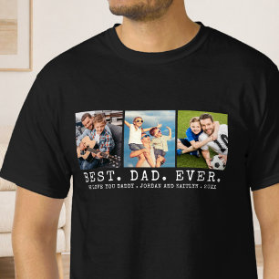 Camiseta Moderno MEJOR PAPÁ DEL MUNDO 3 Fotos Personalizada