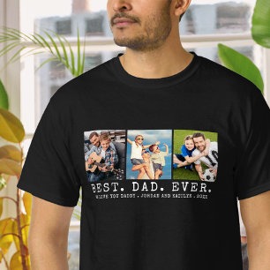 Camiseta Moderno MEJOR PAPÁ DEL MUNDO 3 Fotos Personalizada