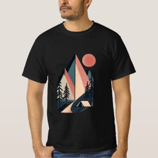 Camiseta Moderno Minimalista Geométrico Montaña Campamento