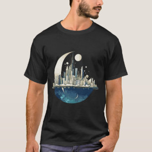 Camiseta Moderno paisaje urbano en el descubrimiento noctur