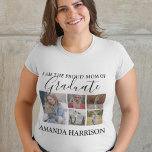 Camiseta Moderno personalizado | 5 Foto | Graduación<br><div class="desc">Crea tu propia orgullosa madre de la camiseta de graduación con 5 fotos de tu hijo o hija, texto que dice "SOY LA MADRE ORGULLOSA DE GRADUADO Y SU NOMBRE". La camiseta es fácilmente personalizada y los estilos de fuente, tamaño y colores pueden cambiarse haciendo clic en el enlace posterior...</div>