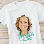 Camiseta Moderno Personalizado de Guay Grunge Foto Saludo d<br><div class="desc">El diseño es moderno y sencillo. Añade una foto personalizado de la celebración de cumpleaños y agrega su nombre,  agrega un mensaje personalizado</div>