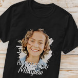 Camiseta Moderno Personalizado de Guay Grunge Foto Saludo d<br><div class="desc">El diseño es moderno y sencillo. Añade una foto personalizado de la celebración de cumpleaños y agrega su nombre,  agrega un mensaje personalizado</div>