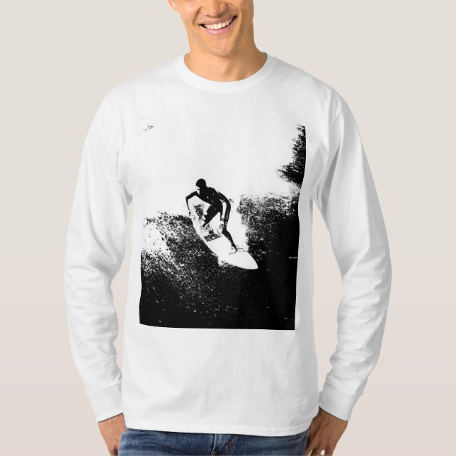 Camiseta Moderno Pop Art Elegante Surfer Template Trendy (Anverso)