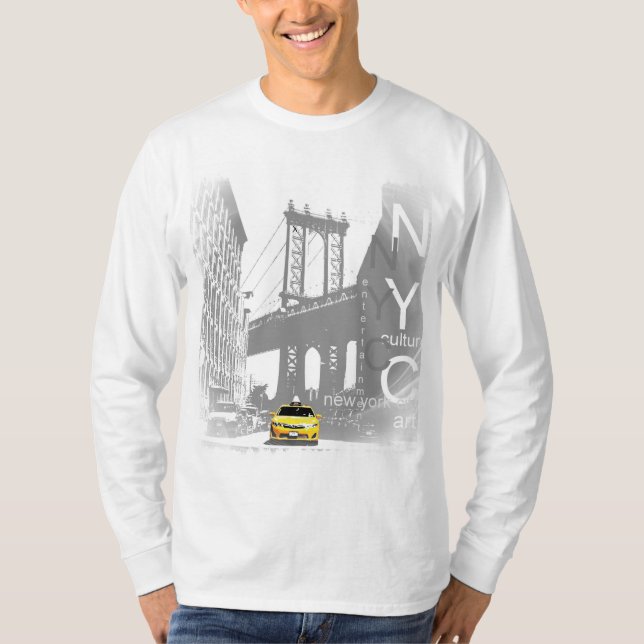 Camiseta Moderno Pop Art New York City Nyc Taxi Amarillo (Anverso)