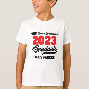 Camiseta Moderno Rojo Negrita Orgulloso Hermano de un gradu