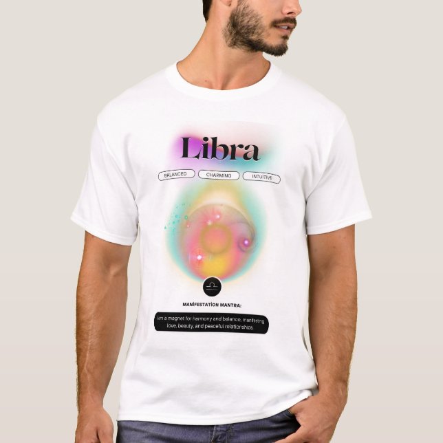 Camiseta Moderno Rótulo Zodiac Libra Cotización Elemento Ai (Anverso)