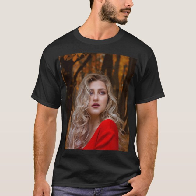 Camiseta Moderno Simple Personalizado Una Foto (Anverso)