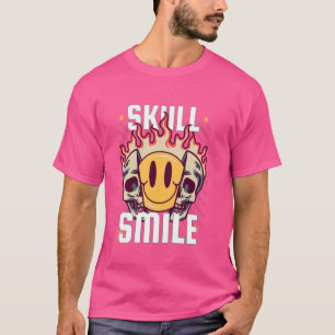 Camiseta Moderno Skull Ilustrativo Sonríe Funny Skull Trand