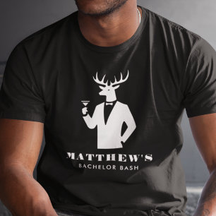 Camiseta Moderno Stag Fiesta Black Cocktails Bachelor Party