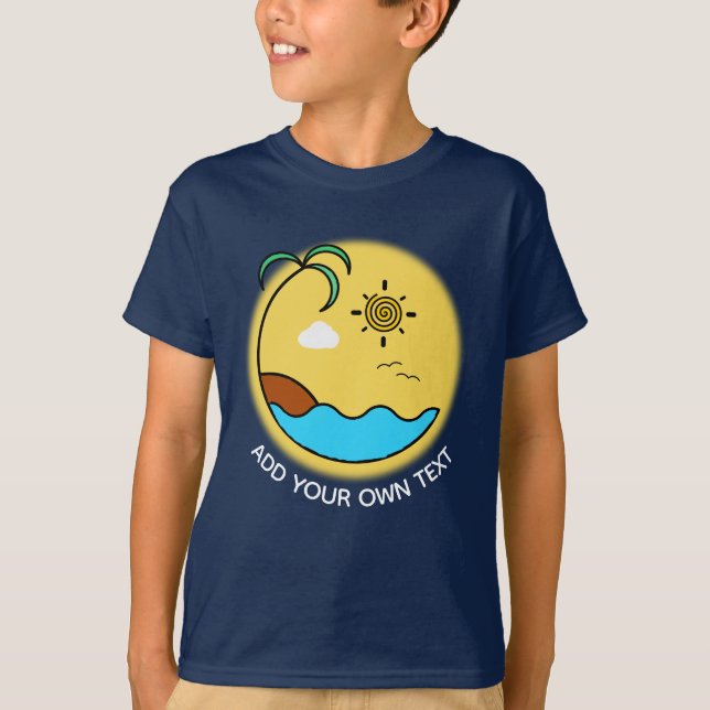 Camiseta Moderno Summer Beach Emblem Art Personalizado Text (Anverso)