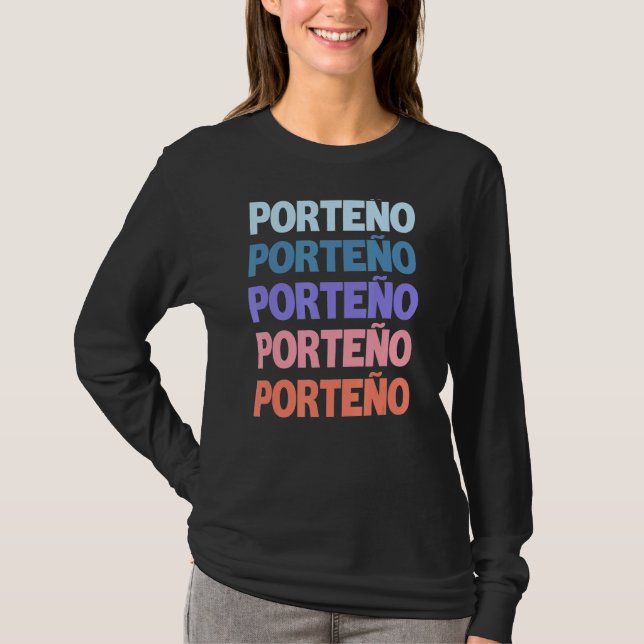 Camiseta Moderno Texto Repetido Porteño Buenos Aires (Anverso)