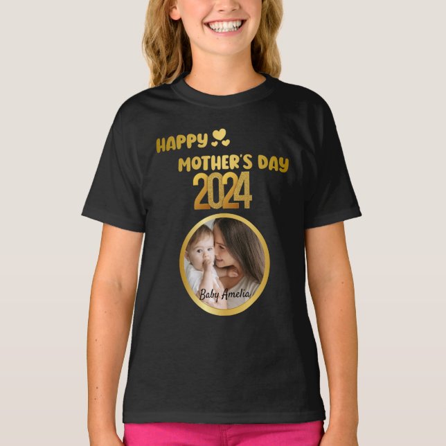 Camiseta Moderno y adorable Golden Happy Mother's Day Photo (Anverso)
