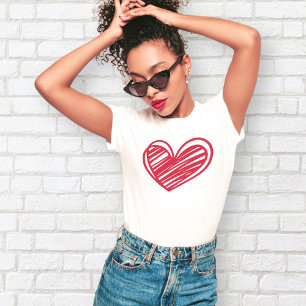 Camiseta Moderno y cálido corazón de amor rojo blanco mujer