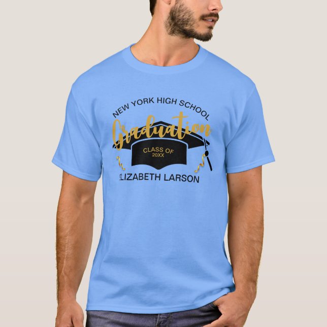 Camiseta Moderno y elegante negro dorado (Anverso)