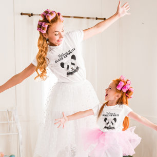 Camiseta Moderno Y Gracioso Panda Blanco Y Negro Con Cita