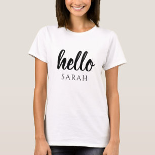 Camiseta Moderno Y Mínimo Negro Y Blanco Hola Y Usted Nombr