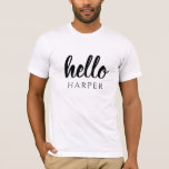 Camiseta Moderno Y Mínimo Negro Y Blanco Hola Y Usted Nombr<br><div class="desc">Moderno Y Mínimo Negro Y Blanco Hola Y Usted Nombre</div>