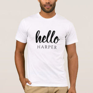 Camiseta Moderno Y Mínimo Negro Y Blanco Hola Y Usted Nombr