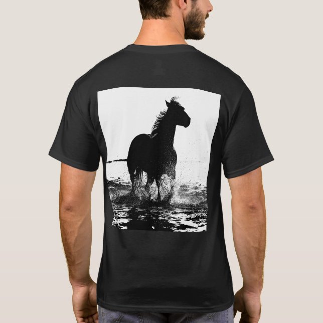 Camiseta Moderno y moderno arte pop de caballos en carrera (Reverso)